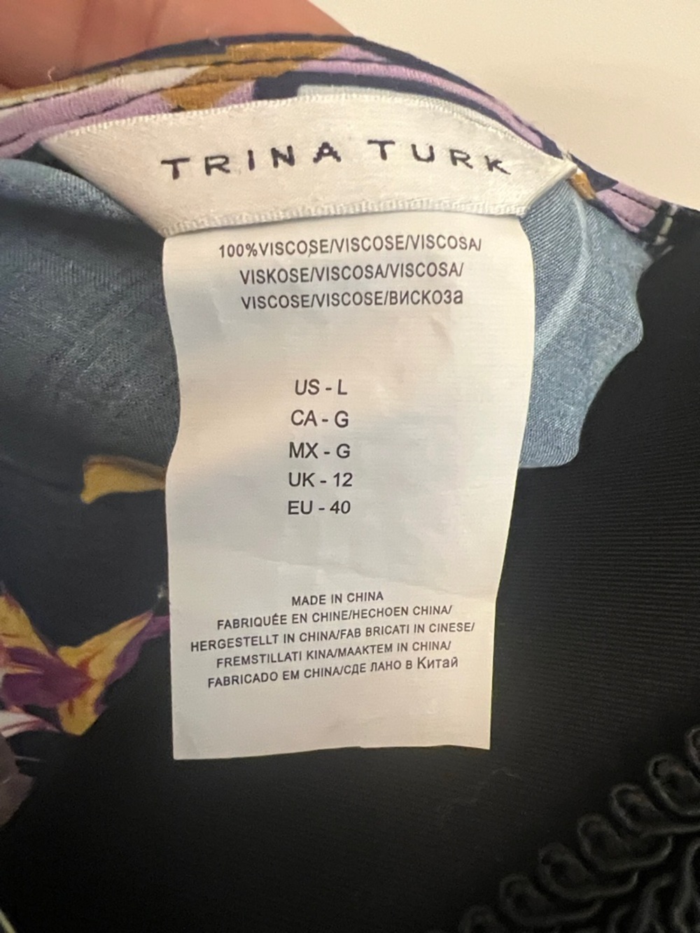 Trina Turk Navy Floral & Geometric Swim Coverup - Picture 2 of 6